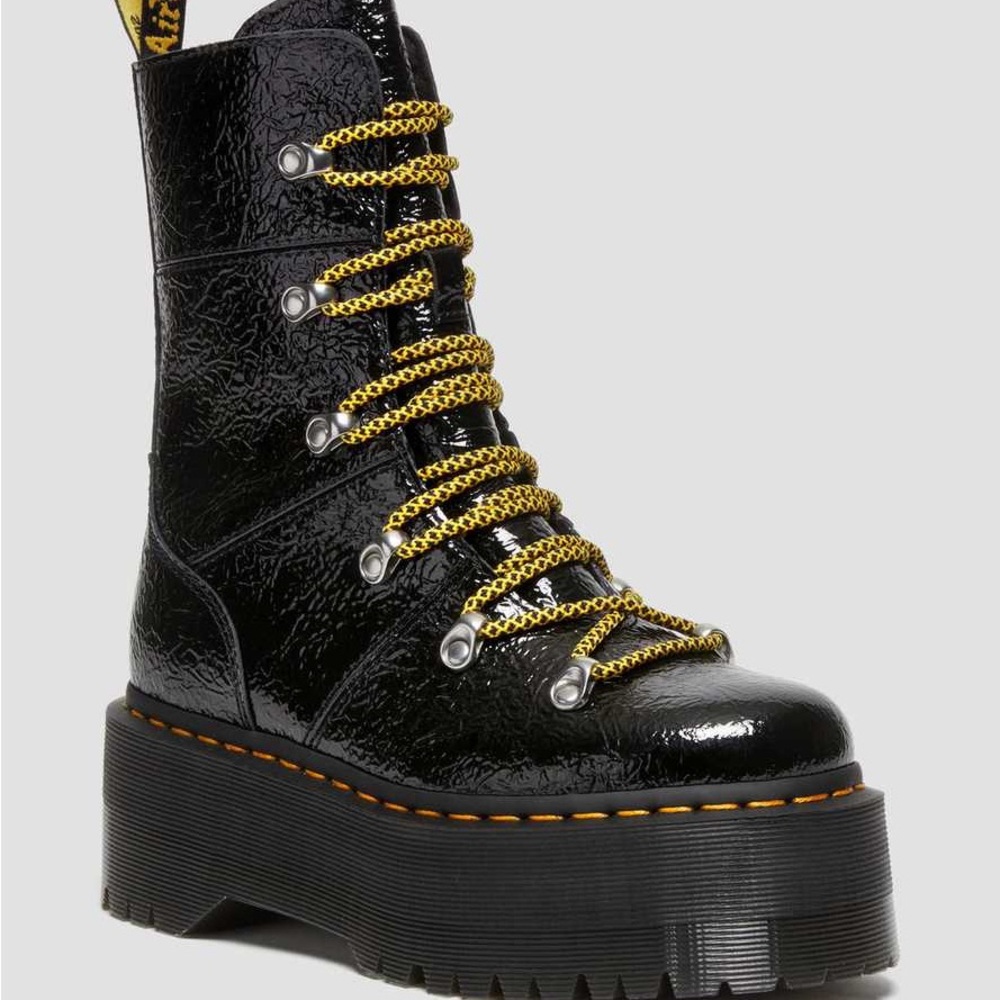 Dr. Martens Black and Yellow Platform Combat Boots